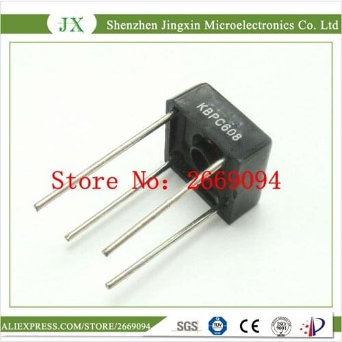 100PCS KBPC608 KBPC-608 6A 800V Single Phases Diode 4pin bridge rectifier new and original IC