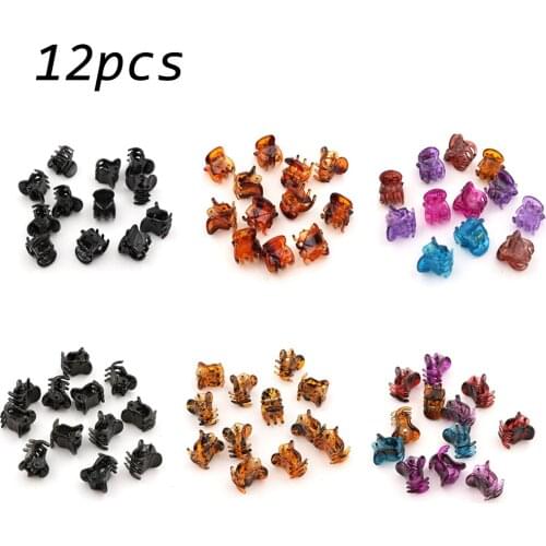 12pcs /setplastic Mini Hair Clip 6 Claw Cute Hair Clips Plastic 6 Colors Hairpin Clamp For Ladies Headwear Hair Styling Tools