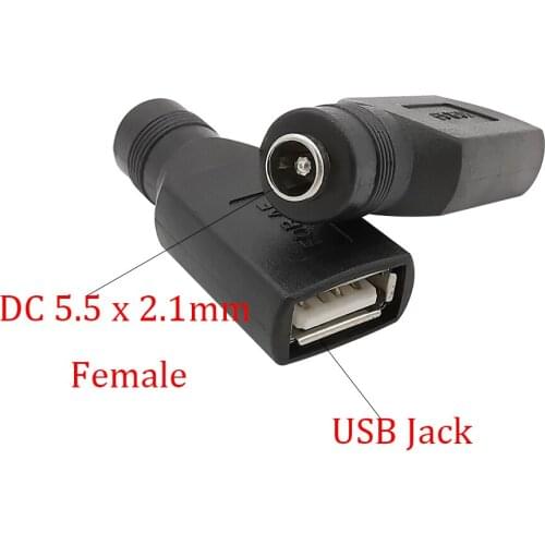 2Pcs/Lot USB DC Power Converter Connector DC 5.5x2.1mm Female Jack to 5V USB Male Plug Jack Adapter for Laptop Notebook Computer