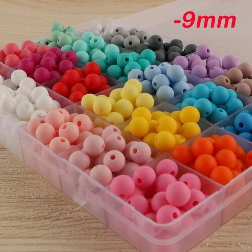 Kovict 300/500/1000 Pcs Silicone Beads 9mm Round Food Grade Teething Beads DIY Pacifier Necklace Accessories Baby Products