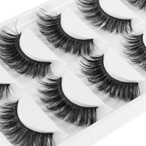 5 Pairs 3D Faux Mink Hair False Eyelashes Criss-corss Wispies Fluffy Natural Long Lashes Extension Eye Makeup Tools Handmade