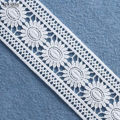 5yard 5cm wedding lace fabric curtain accessories DIY White bilateral water-soluble embroidery bar code hollow lace trimming