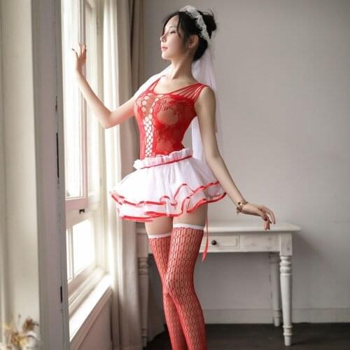 8 Styles Underwear Sexy Lingerie Hot White Bride Wedding Dress Uniforms Perspective Lace Gauze Outfit Erotic Stocking Costumes