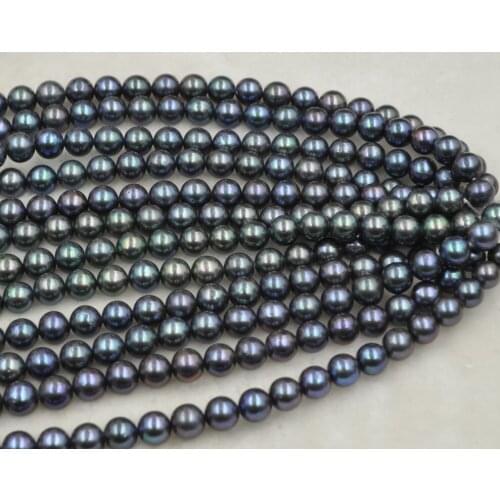 AA++ wholesale 1 strand 8.5-9mm round black real pearl string
