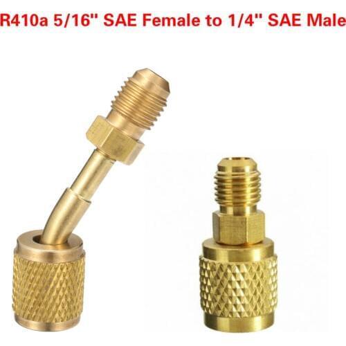 R410a Adapter 5/16" SAE Female to 1/4" SAE Male High Strength Air Conditioning Split Ductless Service Port Adapter