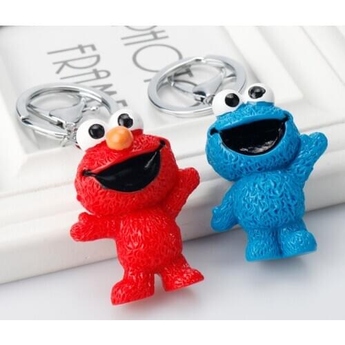 Sesame Street ELMO and COOKIE MONSTER Keychain Cartoon Doll Key Rings Car Backpack Keyholder Cute Key Buckle