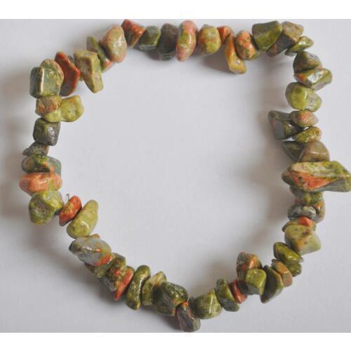 Lucky Chip Beads Unakite Epidote Stretch Bracelet 8 Inch Jewelry G656