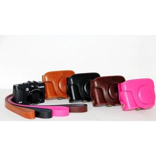 Pu Leather Camera Bag Case Body cover CaseFor Canon G15 G16 with neck strap