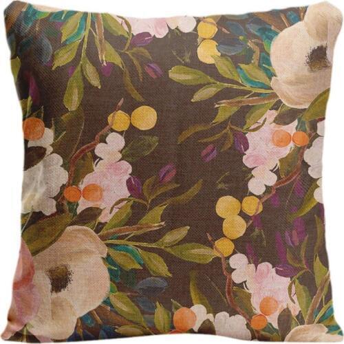 Two Sides Printing Cotton Linen Beautiful Flower And Fruit Throw Pillow Decorative Cushion Cover High-Quality For Sofa