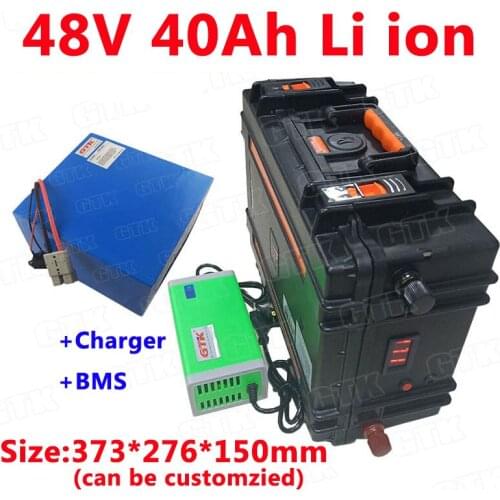 GTK 48V 40Ah lithium li ion battery pack with BMS for electric vehicles power supply solar energy storage power tools+charger