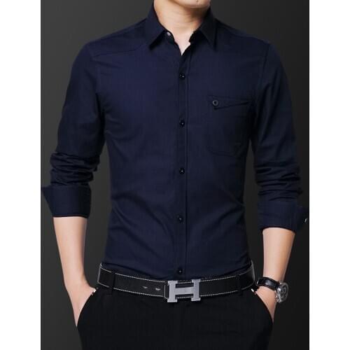 Hign Quality 2020 New Mens Shirt Brand Luxury Men Cotton Long Sleeves Dress Shirt Turn-down Collar Cardigan Shirt Men Clothes