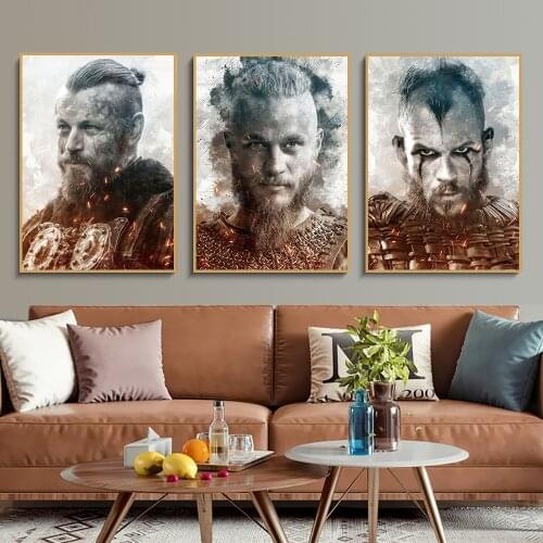 Vikings Movie Picture Decoration Mural Ragnar Lothbrok Portrait Poster Canvas Painting and Wall Art Prints for Modern Home Decor