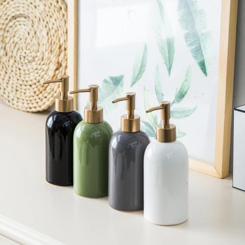 420ML Ceramic Soap Dispensers Gold Pressing Head Bathroom Accessories Shower Gel Dispenser Emulsion Dispensing Bottle