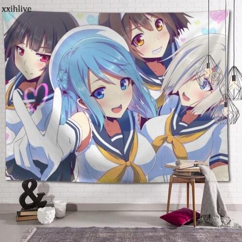 Custom Kantai Collection Hanging Fabric Background Wall Covering Home Decoration Blanket Tapestry Bedroom,Living Room Wall Decor