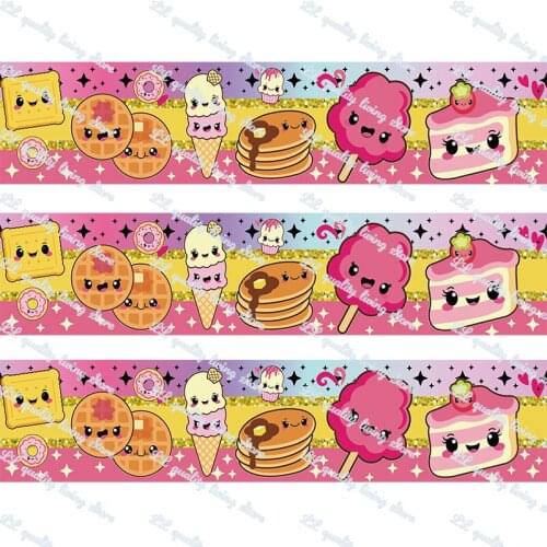 Ice cream printed grosgrain ribbon 50 yards Tape Clothing Bakery hairbow gift wrapping hairbow headwear DIY decoratio