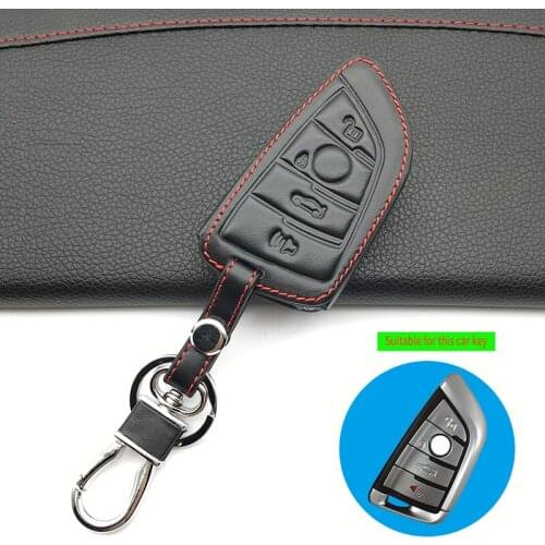 Leather Key Car Cover Case for BMW X1 X5 X6 F15 F16 F48 BMW 1/2 Series Remote Controller Bag Key Holder Fit Bmw Blade KeyChain