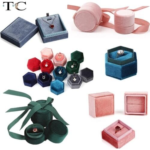 Creative Propose Ring Gift Box Necklace Holder Ring Container Pendant Packaging Box Velvet Box Corduroy Jewelry Box Trinket Box