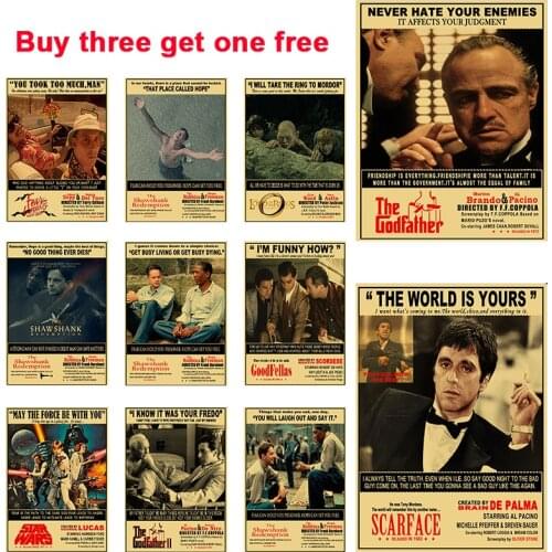 Buy 3 To 4 European and American Retro Wind Kraft Paper Print Wall Poster Family Decoration Wall Frame Living Room Decoration