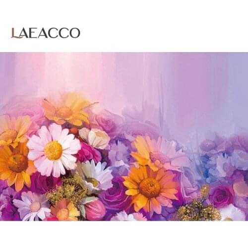 Laeacco Oil Painting Spring Flowers Home Party Wall Decor Pattern Photographic Background Photo Backdrop Photocall Photo Studio