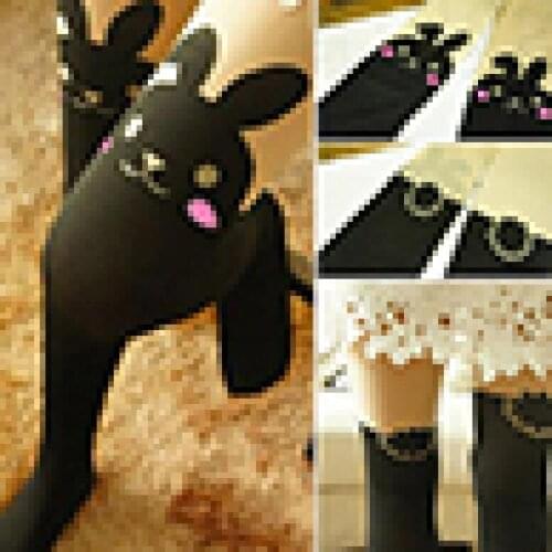 70% Hot Sell Womens Cute Rabbit Print Over Knee Fake Knee High Stockings Tights Pantyhose