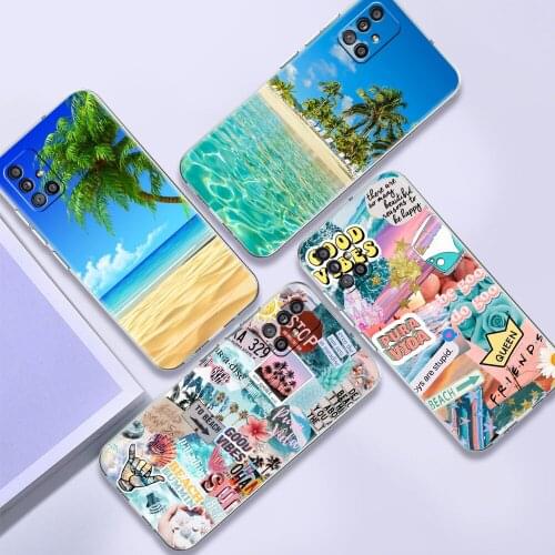 Soft TPU Case For Samsung Galaxy A51 A21s A52 A71 A12 A31 A41 A32 A02s M31 A11 A72 Transparent Phone Cover Summer Vacation Beach