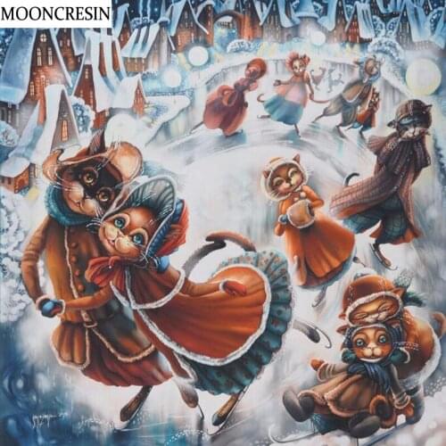 5D Diy Kit Embroidery Diamond Mosaic Cross Stitch Cat Dance Crystal Of Rhinestone Decoration Home Diamond Painting Full Square