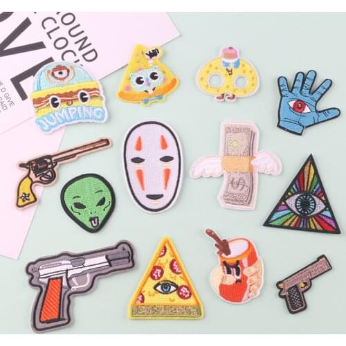 Eye alien creative Patch for Clothing Iron on Embroidery Applique Cute Fabric Badge DIY phone case Apparel Accessories