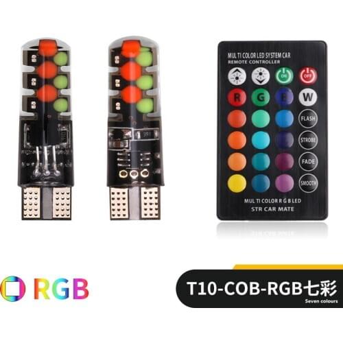 New Model T10 RGB Cob(clearance Lights) Multi-color Flash Lamp for Vehicle Driving Clearance Lights 12V Universal T10-cob-12smd