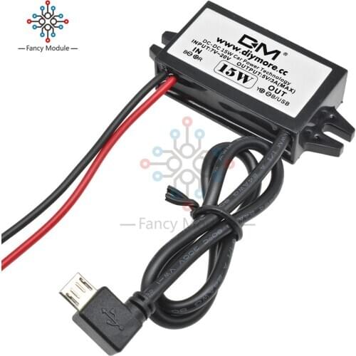 DC-DC 12V to 5V 3A Converter Step Down Power Supply Module Micro USB Waterproof