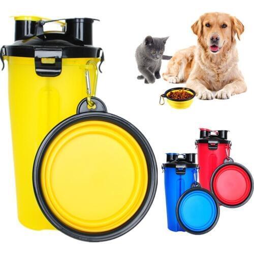 Portable Pet Dog Food Water Storage Travel Bottle Cup Pet Collapsible Food Water Bowl Dish for Cat Dog Outdoor Drinking Feeding