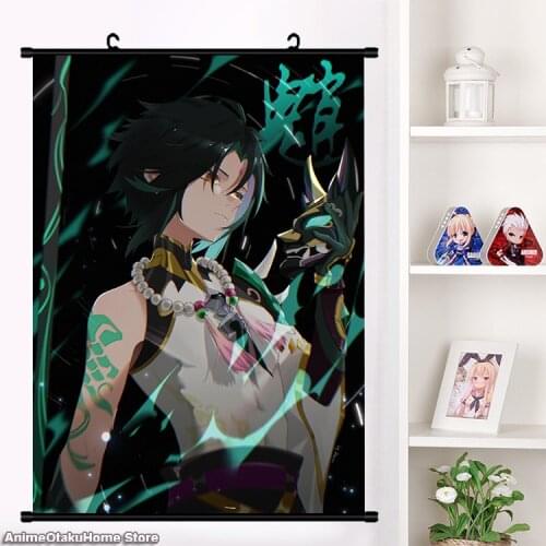 Game Genshin Impact Xiao Anime Poster Wall Scroll Painting Mural Fashion Home Decor Collection Art Gift