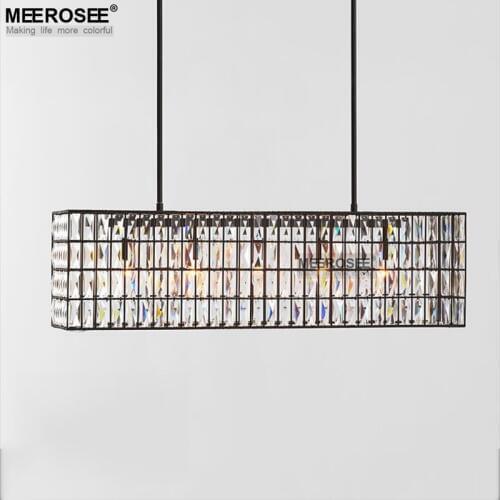 Rectangle Crystal Chandeliers Light Fixture Hanging Lighting for Restaurant Dining room Luminaires Crystal Lamp Drop Lamparas