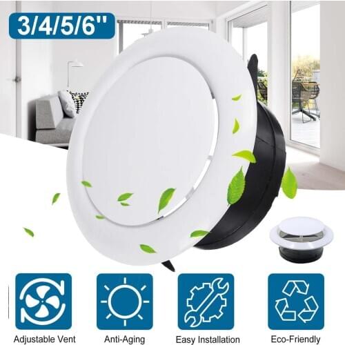 Adjustable Air Ventilation Cover Round Ducting Ceiling Wall Hole Abs Air Vent Grille Louver Kitchen Bath Air Outlet Fresh System