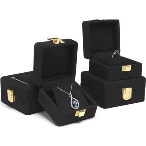 Luxurious Ring Pendant Necklace Earrings Box Premium Soft Velvet Jewelry Organizer Storage Package Gift Box Wholesale