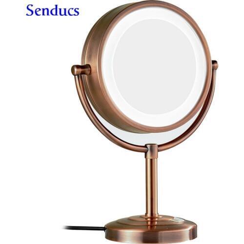 Senducs Led Bathroom Mirrors Red Antique Bath Mirror With Deck Round Bathroom Led Mirrors 3x 5x Magnifying Bath Mirrors