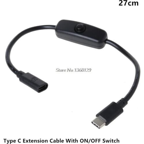 Type C Male to Female USB-C Extension Cable With ON/OFF Switch for Raspberry Pi 4 Android Whosale&Dropship