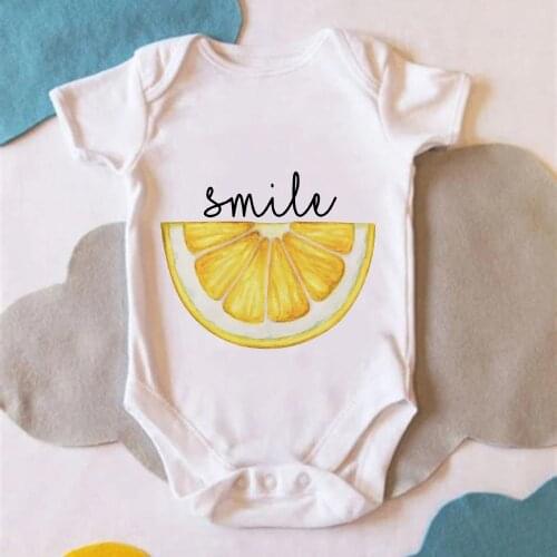 Smile Lemon Slices Graphic Bodysuit Summer Loose Casual Baby Girl Tops Clothing Fashion Aesthetic Newborn Romper Cozy Breathable