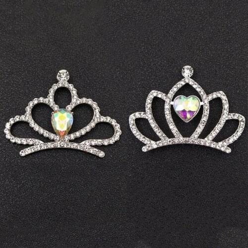 50pcs Crown Diamond Crystal Rhinestone Appliques Buckle strass Jewelry Necklace Brooch Children Girls Hairpin Hair Clip Decor