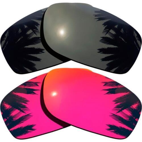 Black+Midnight Sun Mirrored Coating) 2-Pairs Polarized Replacement Lenses for Fives Squared 100% UVA & UVB Protection