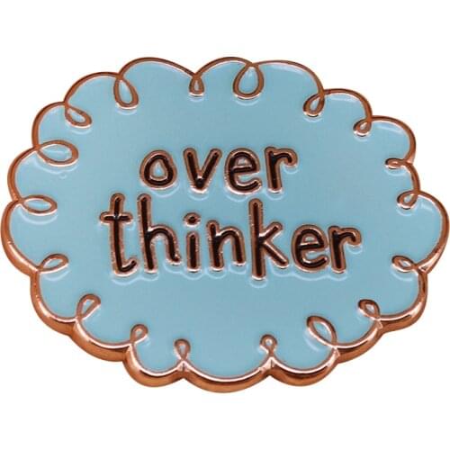 Over thinker cloud badge funny introvert pin humor novelty quote brooch Christmas birthday gift