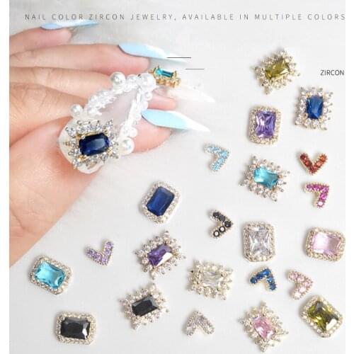 10 Pcs Luxury Crystal Zircon 3D Nail Art Decorations Shiny Charm Alloy Around Jewelry Manicure Design Accessories