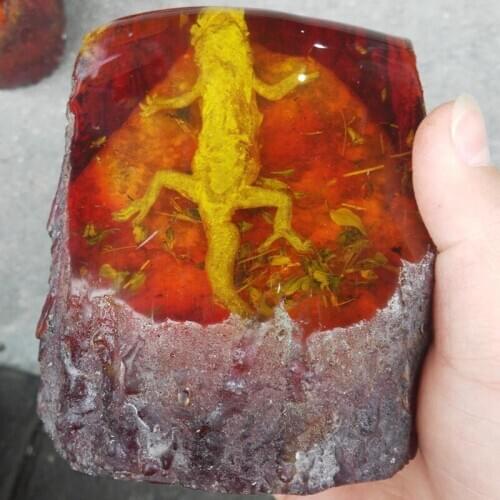 100% Natural Amber gecko Statue Furnishing articles home decoration