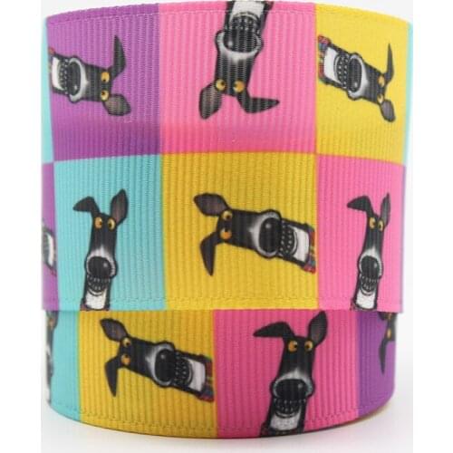 16-75 MM Cube Greyhound Printed Grosgrain Ribbon DIY Handmade Materials Hair Accessories Wedding Gift Wrap Tape