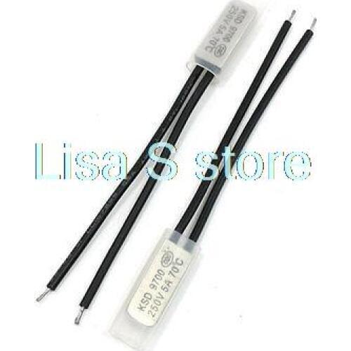 2 Pcs 250V 5A NC. 70C Bimetal Thermostat Temperature Sensor Control Switch