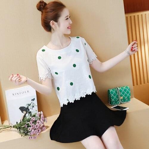 2021 spring and summer short T-shirt women loose half-sleeved round neck printed t-shirt short-sleeved all-match casual top