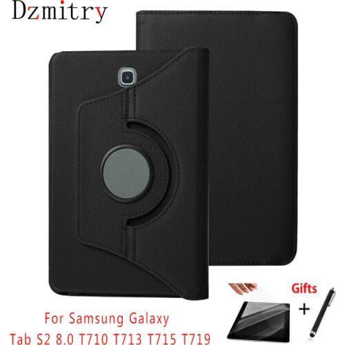 360 Degree Rotating Stand Smart PU Leather Cover for Samsung Galaxy Tab S2 T710 T713 T715 T719 8.0" Tablet Funda Case+Film+Pen