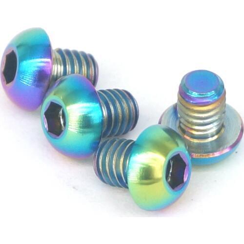 4 PCS M4x5mm Rainbow GR5 Titanium Button Head Screw For Road Bicycle C-Brake