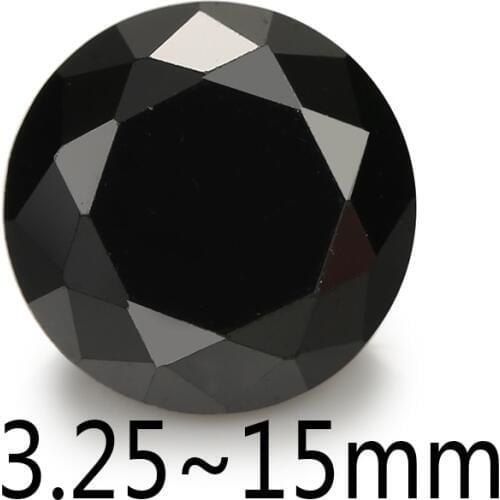 50PCS 3.25~20mm Round Shape Loose CZ Stone Black Color AAAAA Cubic zirconia Synthetic Gems For Jewelry DIY Stone