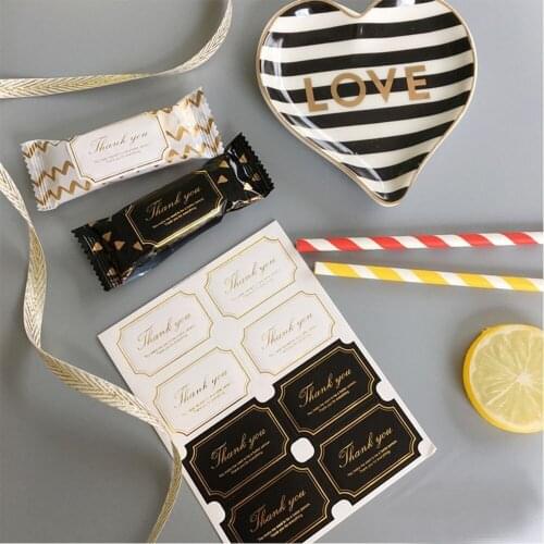 80pcs Kraft Baking Craft Peel Decor Packaging Rectangle Sealing Label Thank You Gilt Paper Sticker