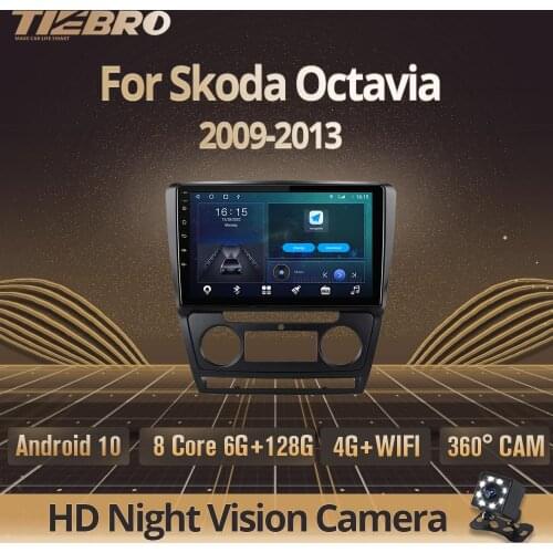 TIEBRO 2 din Android 10.0 Car Radio For SKODA Octavia 2 A5 2009-2013 Car Multimedia Video Player Navigation GPS NO 2Din DVD